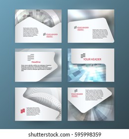 Business templates for multipurpose presentation slides. Easy editable vector EPS 10 layouts. Set of 6 horizontal Silver design brochure flyer, Annual report mockup graphic colors metalic grey, steel