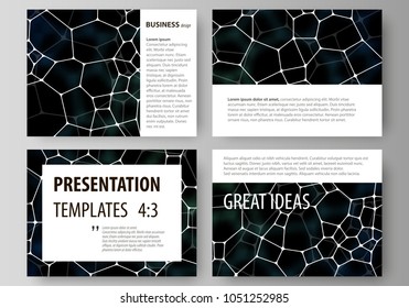 Business templates for presentation slides. Abstract vector layouts in flat design. Chemistry pattern, molecular texture, polygonal molecule structure, cell. Medicine, science, microbiology concept.