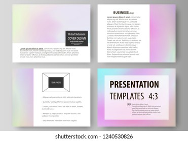 Business templates for presentation slides. Abstract vector layouts in flat design. Hologram, background in pastel colors with holographic effect. Blurred colorful pattern, futuristic surreal texture.