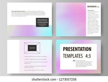 Business templates for presentation slides. Abstract vector layouts in flat design. Hologram, background in pastel colors with holographic effect. Blurred colorful pattern, futuristic surreal texture.