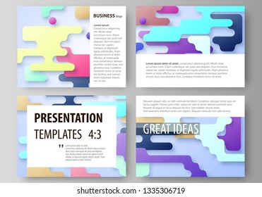 Business templates for presentation slides. Abstract vector design layouts. Bright color lines and dots, colorful minimalist backdrop with geometric shapes forming beautiful minimalistic background.