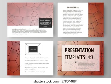 Business templates for presentation slides. Abstract vector layouts in flat design. Chemistry pattern, molecular texture, polygonal molecule structure, cell. Medicine, science, microbiology concept.