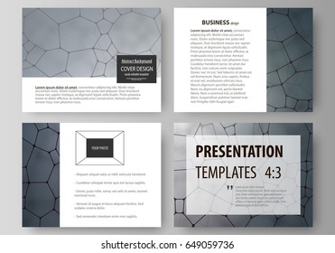Business templates for presentation slides. Abstract vector layouts in flat design. Chemistry pattern, molecular texture, polygonal molecule structure, cell. Medicine, science, microbiology concept