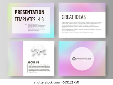 Business templates for presentation slides. Abstract vector layouts in flat design. Hologram, background in pastel colors with holographic effect. Blurred colorful pattern, futuristic surreal texture.