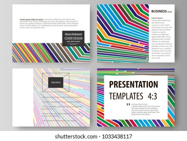 Business templates for presentation slides. Easy editable abstract vector layouts in flat design. Bright color lines, colorful style with geometric shapes forming beautiful minimalist background.