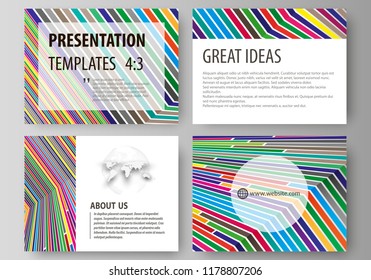 Business templates for presentation slides. Easy editable abstract vector layouts in flat design. Bright color lines, colorful style with geometric shapes forming beautiful minimalist background.