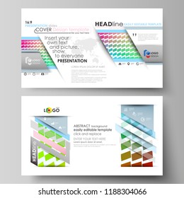 Business templates for presentation slides. Easy editable vector layouts in flat design. Colorful rectangles, moving dynamic shapes forming abstract polygonal style background.