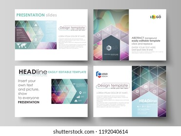 Business templates for presentation slides. Easy editable layouts in flat style, vector illustration. Bright color pattern, colorful design, overlapping shapes forming abstract beautiful background.