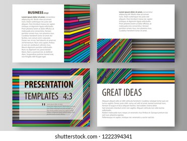 Business templates for presentation slides. Easy editable abstract vector layouts in flat design. Bright color lines, colorful style with geometric shapes forming beautiful minimalist background.
