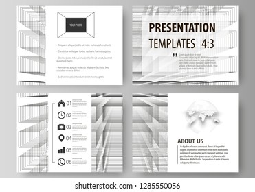 Business templates for presentation slides. Easy editable vector layouts in flat design. Abstract infinity background, 3d structure with rectangles forming illusion of depth and perspective.