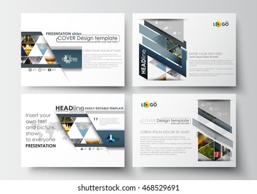 Business templates for presentation slides. Easy editable layouts in flat design. Abstract multicolored background of nature landscapes, geometric triangular style, vector illustration