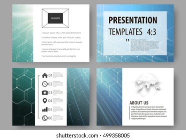 Business templates for presentation slides. Easy editable vector layouts. Chemistry pattern, hexagonal molecule structure, scientific or medical research. Medicine, science and technology concept.