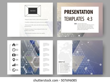 Business templates for presentation slides. Easy editable vector layouts. Chemistry pattern, hexagonal molecule structure, scientific or medical research. Medicine, science and technology concept.