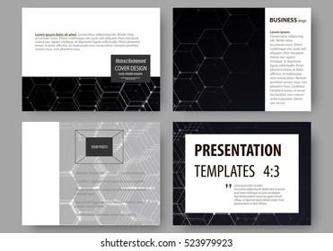 Business templates for presentation slides. Easy editable vector layouts. Chemistry pattern, hexagonal molecule structure, scientific or medical research. Medicine, science and technology concept.