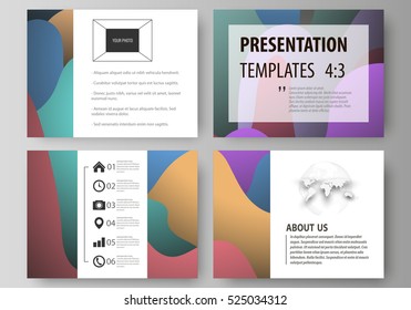 Business templates for presentation slides. Easy editable layouts in flat style, vector illustration. Bright color pattern, colorful design, overlapping shapes forming abstract beautiful background