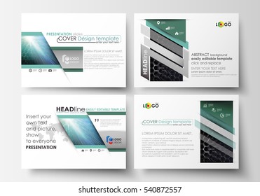 Business templates for presentation slides. Easy editable vector layouts. Chemistry pattern, hexagonal molecule structure, scientific or medical research. Medicine, science and technology concept.