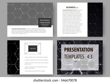 Business templates for presentation slides. Easy editable vector layouts. Chemistry pattern, hexagonal molecule structure, scientific or medical research. Medicine, science and technology concept.