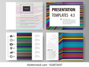 Business templates for presentation slides. Easy editable abstract vector layouts in flat design. Bright color lines, colorful style with geometric shapes forming beautiful minimalist background.