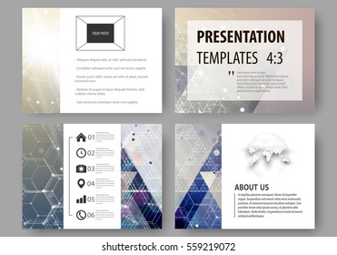 Business templates for presentation slides. Easy editable vector layouts. Chemistry pattern, hexagonal molecule structure, scientific or medical research. Medicine, science and technology concept.