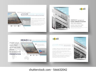 Business templates for presentation slides. Easy editable vector layouts, flat design. Abstract landscape of nature. Dark color pattern in vintage style, mosaic texture.