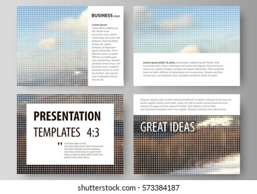 Business templates for presentation slides. Easy editable vector layouts, flat design. Abstract landscape of nature. Dark color pattern in vintage style, mosaic texture