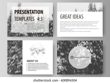 Business templates for presentation slides. Easy editable vector layouts, flat design. Abstract landscape of nature. Dark color pattern in vintage style, mosaic texture.
