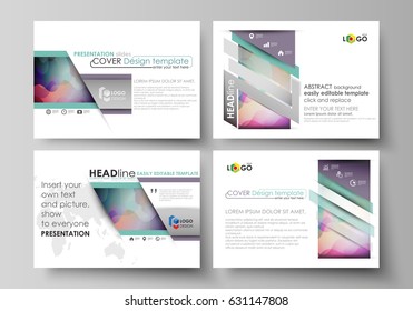 Business templates for presentation slides. Easy editable layouts in flat style, vector illustration. Bright color pattern, colorful design, overlapping shapes forming abstract beautiful background.