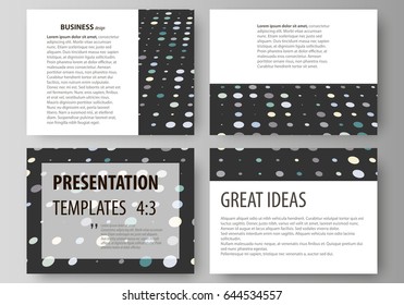 Business templates for presentation slides. Easy editable abstract layouts in flat style. Soft color dots with illusion of depth and perspective, dotted background. Modern elegant vector design.