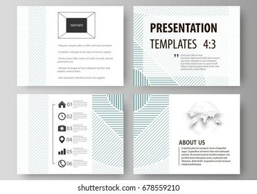 Business templates for presentation slides. Easy editable abstract vector layouts in flat design. Minimalistic background with lines. Gray color geometric shapes forming simple beautiful pattern.