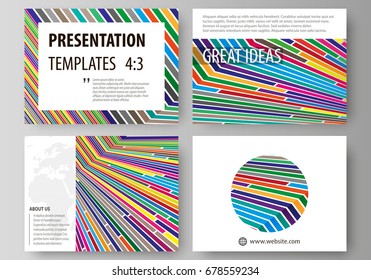 Business templates for presentation slides. Easy editable abstract vector layouts in flat design. Bright color lines, colorful style with geometric shapes forming beautiful minimalist background.
