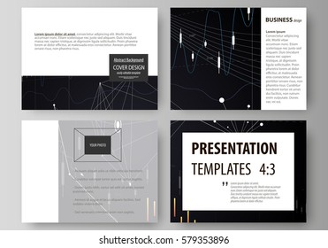 Business templates for presentation slides. Vector layouts. Abstract infographic background in minimalist design made from lines, symbols, charts, diagrams and other elements.