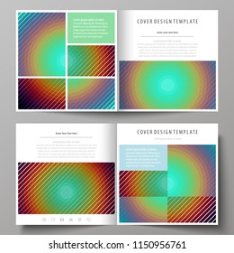 Business templates for square bi fold brochure, flyer, report. Leaflet cover, abstract vector layout. Minimalistic design with circles, diagonal lines. Geometric shapes forming retro background