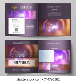 Business templates for square bi fold brochure, magazine, flyer, booklet or annual report. Leaflet cover, abstract vector layout. Bright color colorful design, beautiful futuristic background.