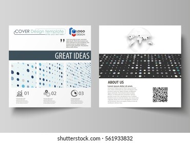 Business templates for square brochure, flyer, booklet, report. Leaflet cover, abstract layout. Soft color dots with illusion of depth and perspective, dotted background. Modern elegant vector design