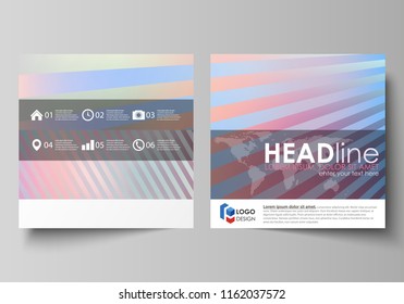 Business templates for square brochure, magazine, flyer, booklet or annual report. Leaflet cover, abstract vector layout. Sweet pink and blue decoration, pretty romantic design, cute candy background.