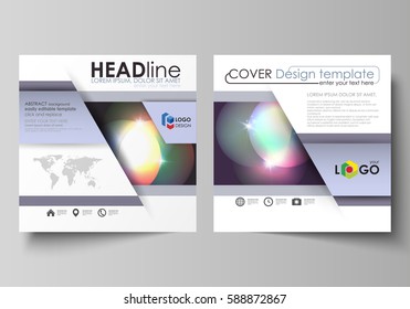 Business templates for square brochure, magazine, flyer, booklet or annual report. Leaflet cover, abstract vector layout. Retro style, mystical Sci-Fi background. Futuristic trendy design.