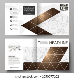 Business templates for square design bi fold brochure, magazine, flyer, booklet. Leaflet cover, abstract vector layout. Alchemical theme. Fractal art background. Sacred geometry. Mysterious pattern.