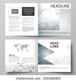 Business templates for square design bi fold brochure, flyer, booklet, report. Leaflet cover, vector layout. DNA and neurons molecule structure. Medicine, science, technology concept. Scalable graphic