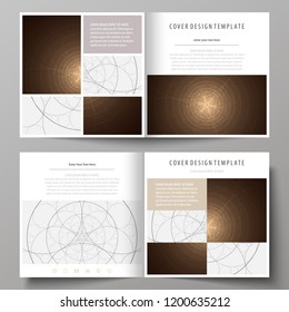 Business templates for square design bi fold brochure, magazine, flyer, booklet. Leaflet cover, abstract vector layout. Alchemical theme. Fractal art background. Sacred geometry. Mysterious pattern.