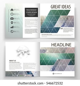 Business templates for square design bi fold brochure, magazine, flyer, booklet. Leaflet cover, vector layout. Chemistry pattern, hexagonal molecule structure. Medicine, science, technology concept.