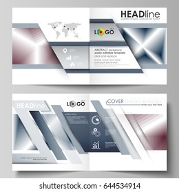 Business templates for square design bi fold brochure, magazine, flyer or report. Leaflet cover, vector layout. Simple monochrome geometric pattern. Abstract polygonal style, stylish modern background