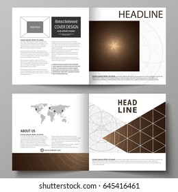 Business templates for square design bi fold brochure, magazine, flyer, booklet. Leaflet cover, abstract vector layout. Alchemical theme. Fractal art background. Sacred geometry. Mysterious pattern.