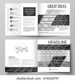 Business templates for square design bi fold brochure, magazine, flyer. Leaflet cover, vector layout. Abstract infinity background, 3d structure, rectangles forming illusion of depth and perspective.