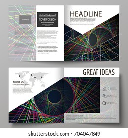 Business templates for square design bi fold brochure, magazine, flyer, report. Leaflet cover, abstract layout, editable vector. Bright color lines, colorful beautiful background. Perfect decoration.