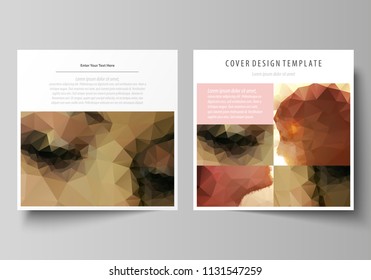 Business templates for square design brochure, magazine, flyer, booklet. Leaflet cover, abstract vector layout. Romantic couple kissing. Beautiful background. Geometrical pattern in triangular style.
