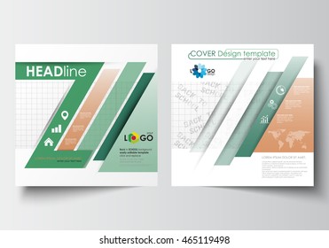 Business templates for square design brochure, magazine, flyer, booklet or annual report. Leaflet cover, flat layout, easy editable blank. Back to school background, letters made from halftone dots