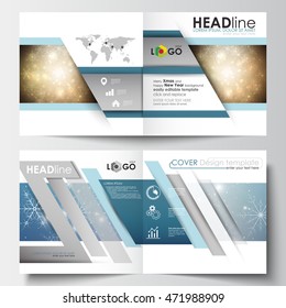 Business templates for square design brochure, magazine, flyer, booklet or annual report. Leaflet cover, flat layout, easy editable vector. Christmas decoration, background with snowflakes and stars.
