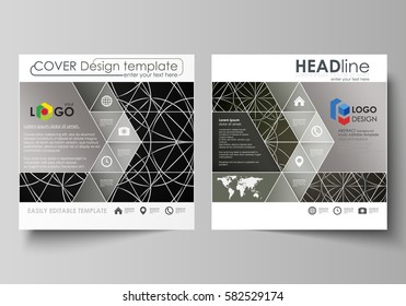 Business templates for square design brochure, magazine, flyer, booklet or report. Leaflet cover, vector layout. Celtic pattern. Abstract ornament, geometric vintage texture, medieval ethnic style.