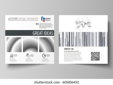 Business templates for square design brochure, magazine, flyer, booklet, report. Leaflet cover, abstract vector layout. Simple monochrome geometric pattern. Minimalistic background. Gray color shapes.
