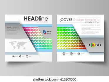 Business templates for square design brochure, magazine, flyer, annual report. Leaflet cover, vector layout. Colorful rectangles, moving dynamic shapes forming abstract polygonal style background